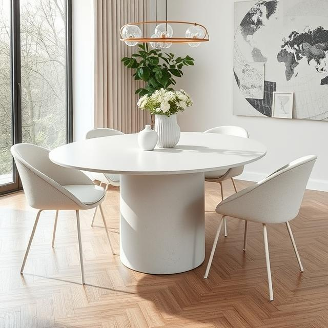 Zenith Off White Micro Concrete Dining Table