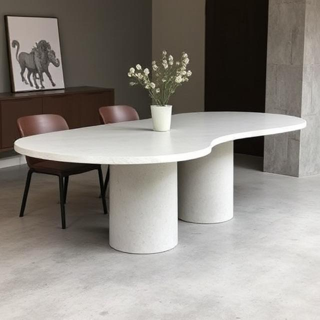 Celeste Off White Micro Concrete Dining Table