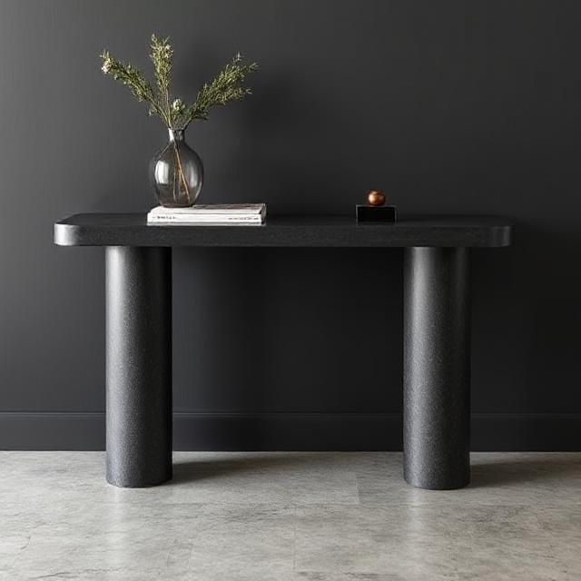 Evren Black Micro Concrete Console