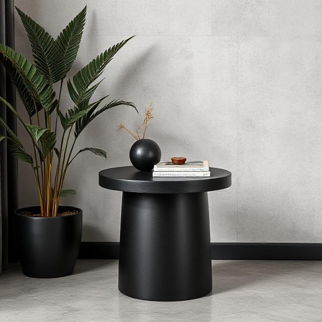 Lennox Black Micro Concrete Side Table