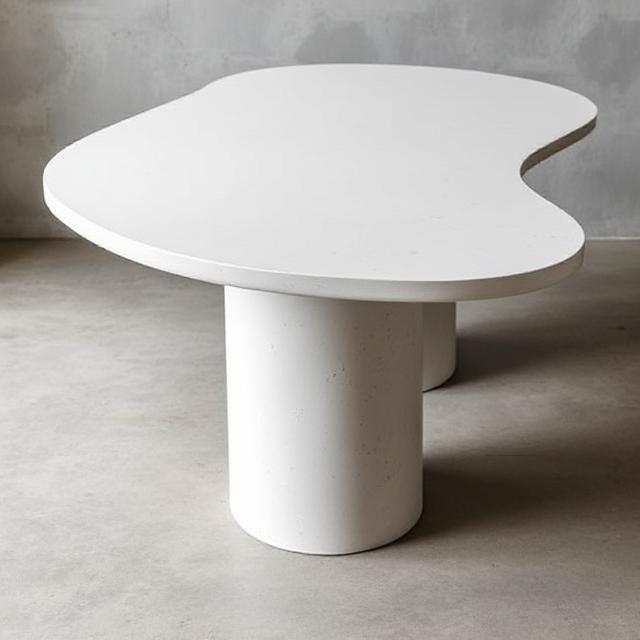 Ligna Off White Micro Concrete Dining Table