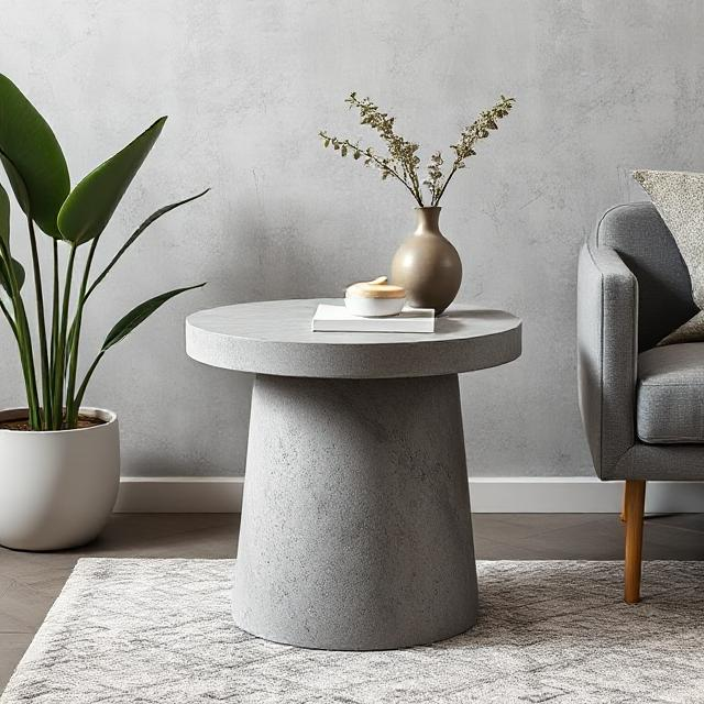 Mavros Gray Micro Concrete Side Table