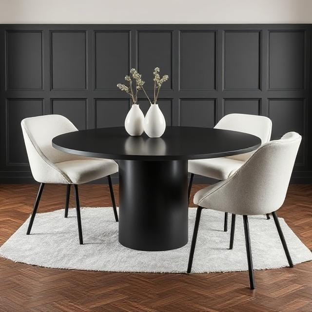 Nova Black Micro Concrete Round Dining Table