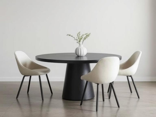 Luna Black Micro Concrete Round Dining Table