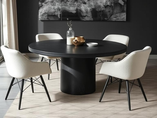 Nova Black Micro Concrete Round Dining Table