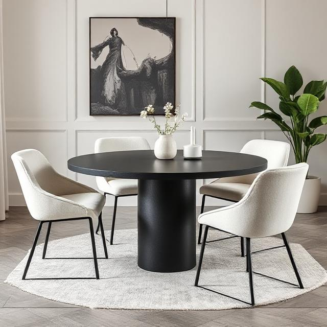 Nova Black Micro Concrete Round Dining Table