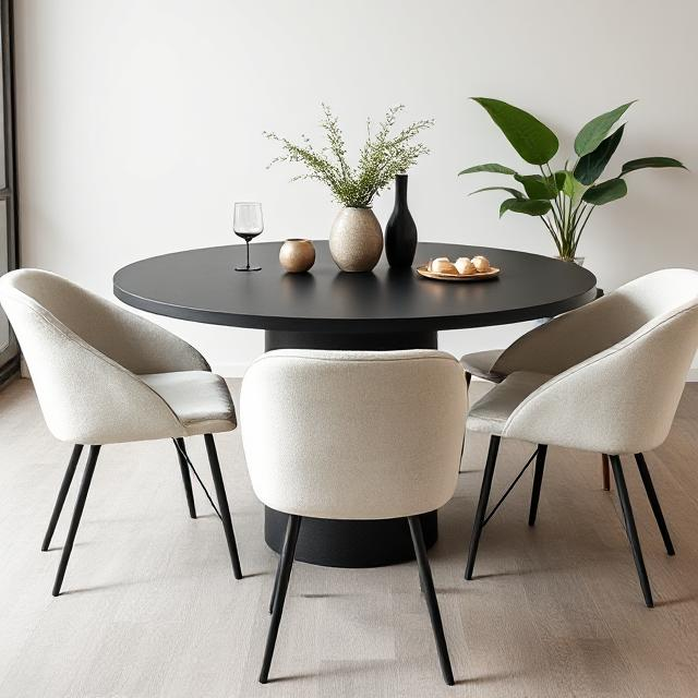 Nova Black Micro Concrete Round Dining Table