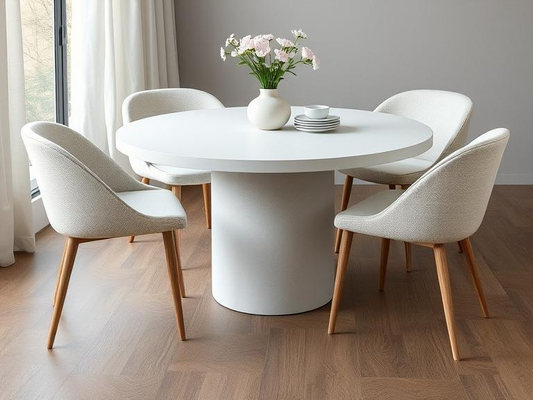 Terra Off White Micro Concrete Round Dining Table