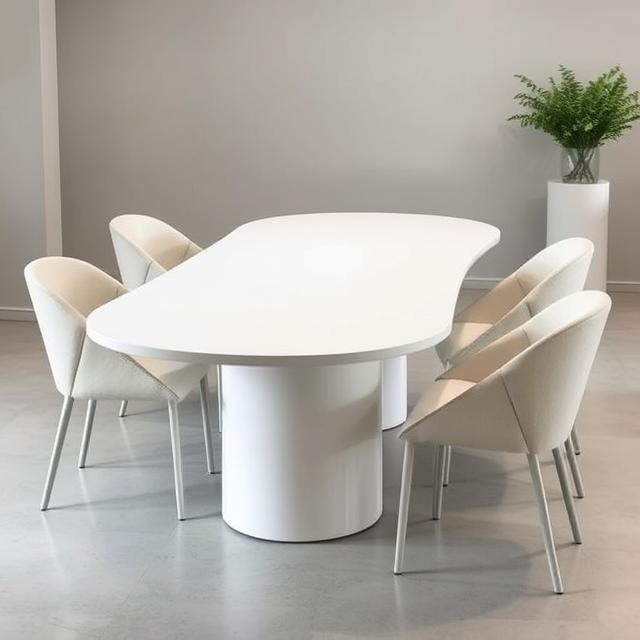 Orion Off White Micro Concrete Dining Table