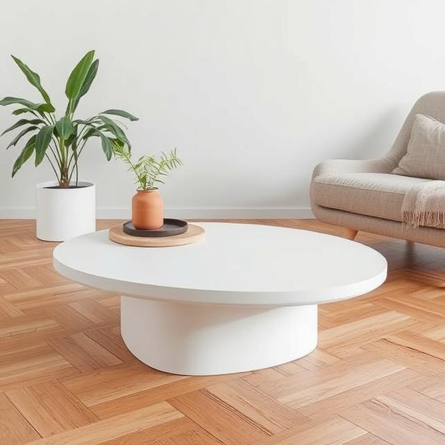 Vertex Off White Micro Concrete Coffee Table