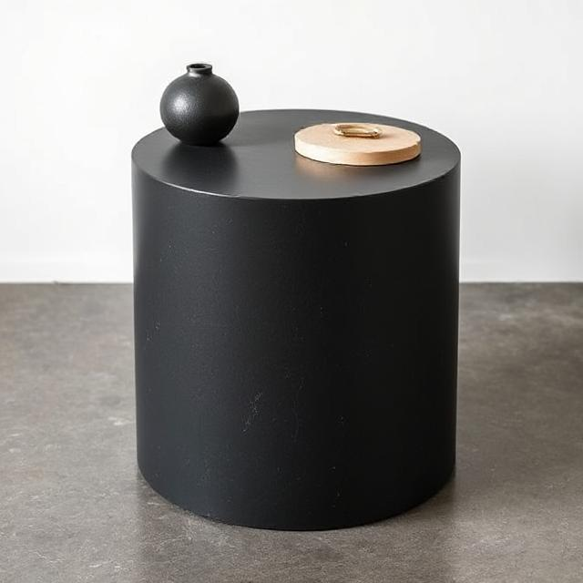 Viero Black Micro Concrete Side Table