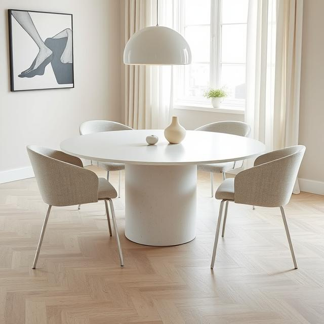 Zenith Off White Micro Concrete Dining Table