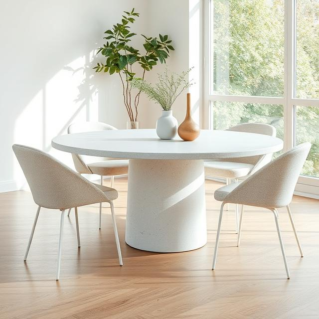 Zenith Off White Micro Concrete Dining Table