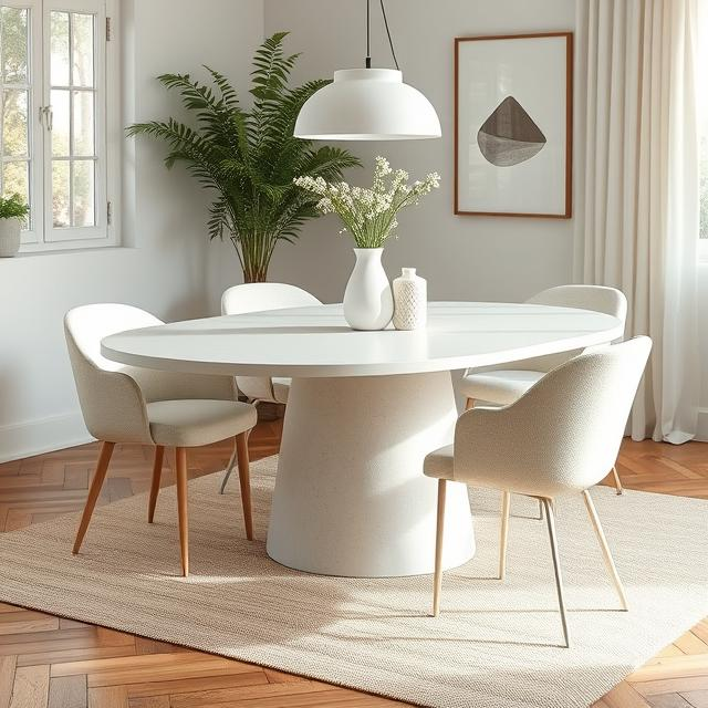 Zenith Off White Micro Concrete Dining Table